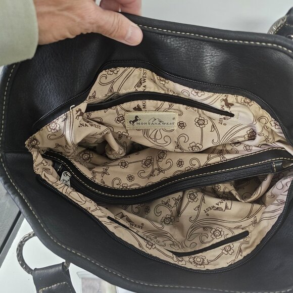 Montana West Shoulder Bag Western Southwestern Tapestry Boho Black NWT - Picture 8 of 10